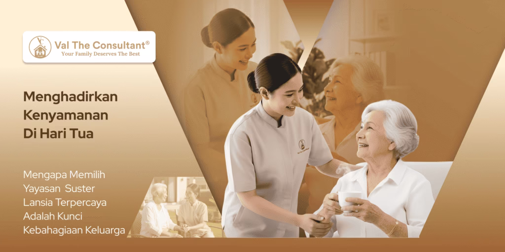Interaksi hangat jasa suster lansia saat mendampingi orang tua di rumah, memberikan rasa aman dan nyaman bagi keluarga